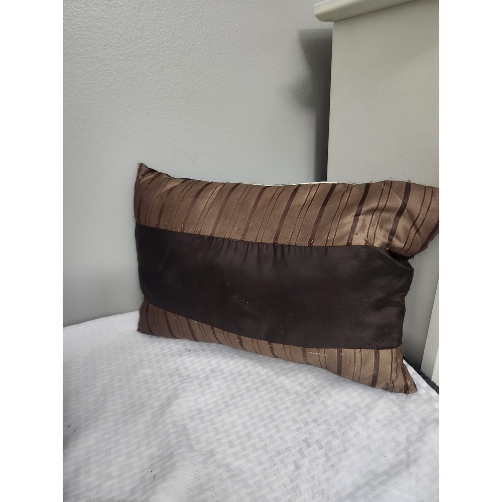 Brown Striped Lumbar Decorative Throw Pillow Bronze Dark Chocolate Accent